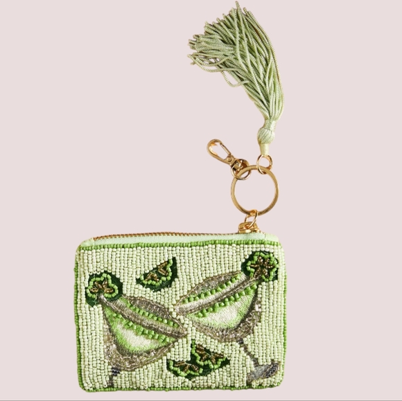 Anthropologie Handbags - Anthropologie The Beaded Coin Purse: Summer Edition Lime Green, Margaritas